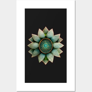 Succulent ornate flower mandala Posters and Art